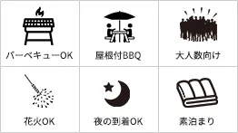 バーベキューOK/屋根付BBQ/Wi-Fiあり/大人数向け/温泉